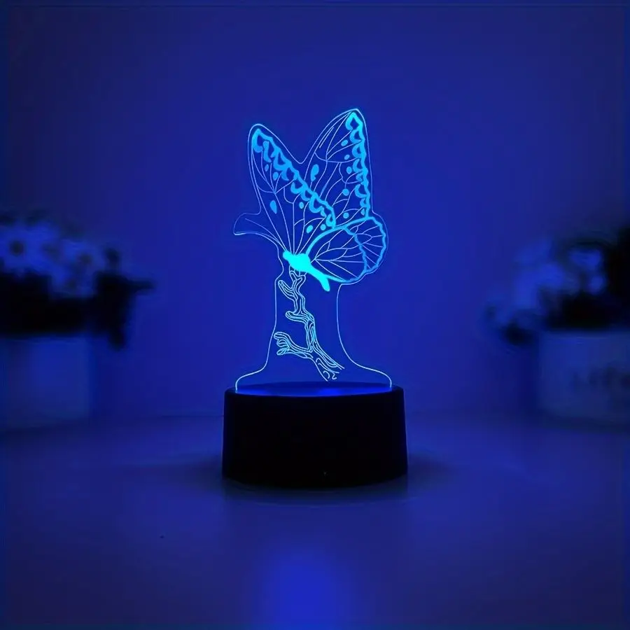 A butterfly creative modeling 3D desktop decorative light, room living room bedroom bed table night light,