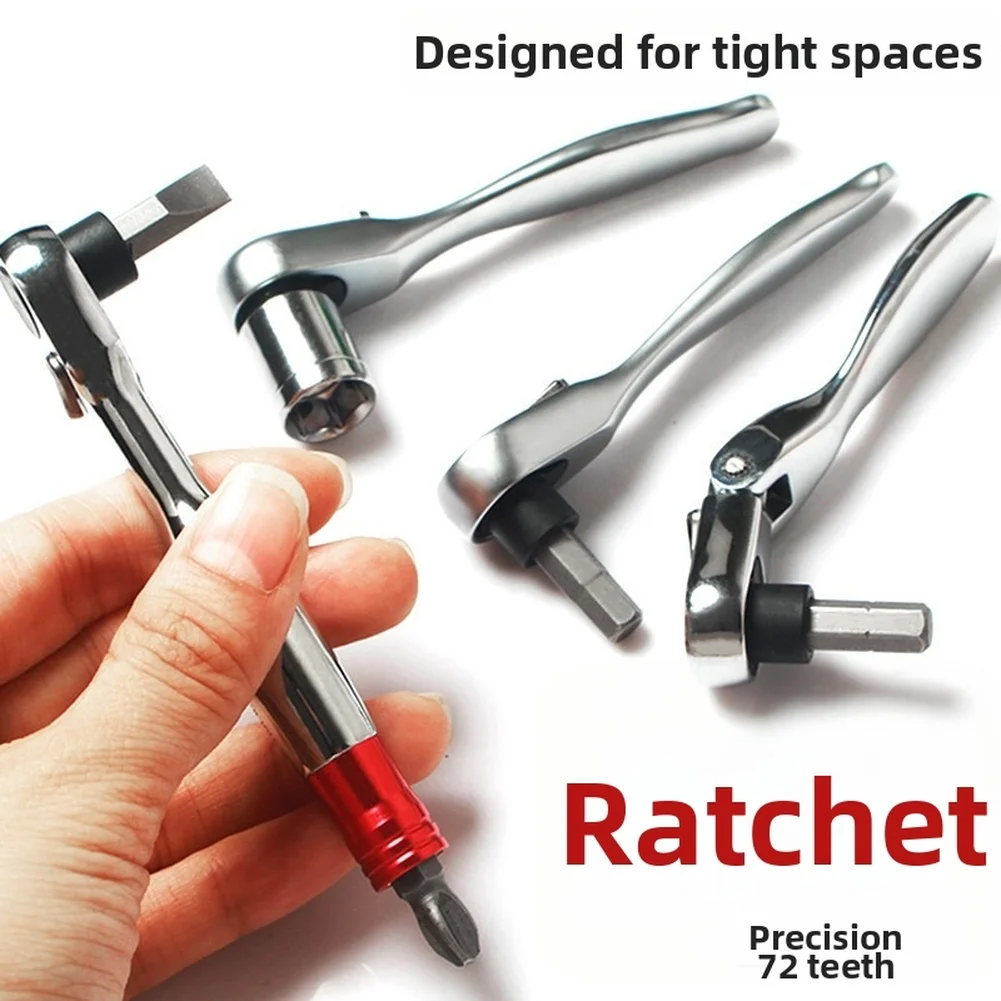 72 Tooth Ratchet Wrench Reversible 1/4 Inch Hex Socket Driver Bit Set With 33 Pieces Screwdriver Bits For Home Repair DIY Tools