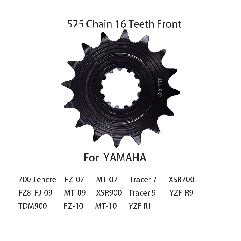 525 Chain Motorcycle 16 Teeth Front Sprocket for YAMAHA Tracer 7 9 MT FZ FJ 07 09 10 700Tenere XSR TDM 700 900 YZF-R9 FZ8 YZFR1