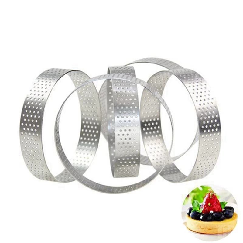 36Pcs 6Cm Tart Ring Stainless Steel Tartlet Mold Circle Cutter Pie Ring Heat-Resistant Perforated Cake Mousse Molds