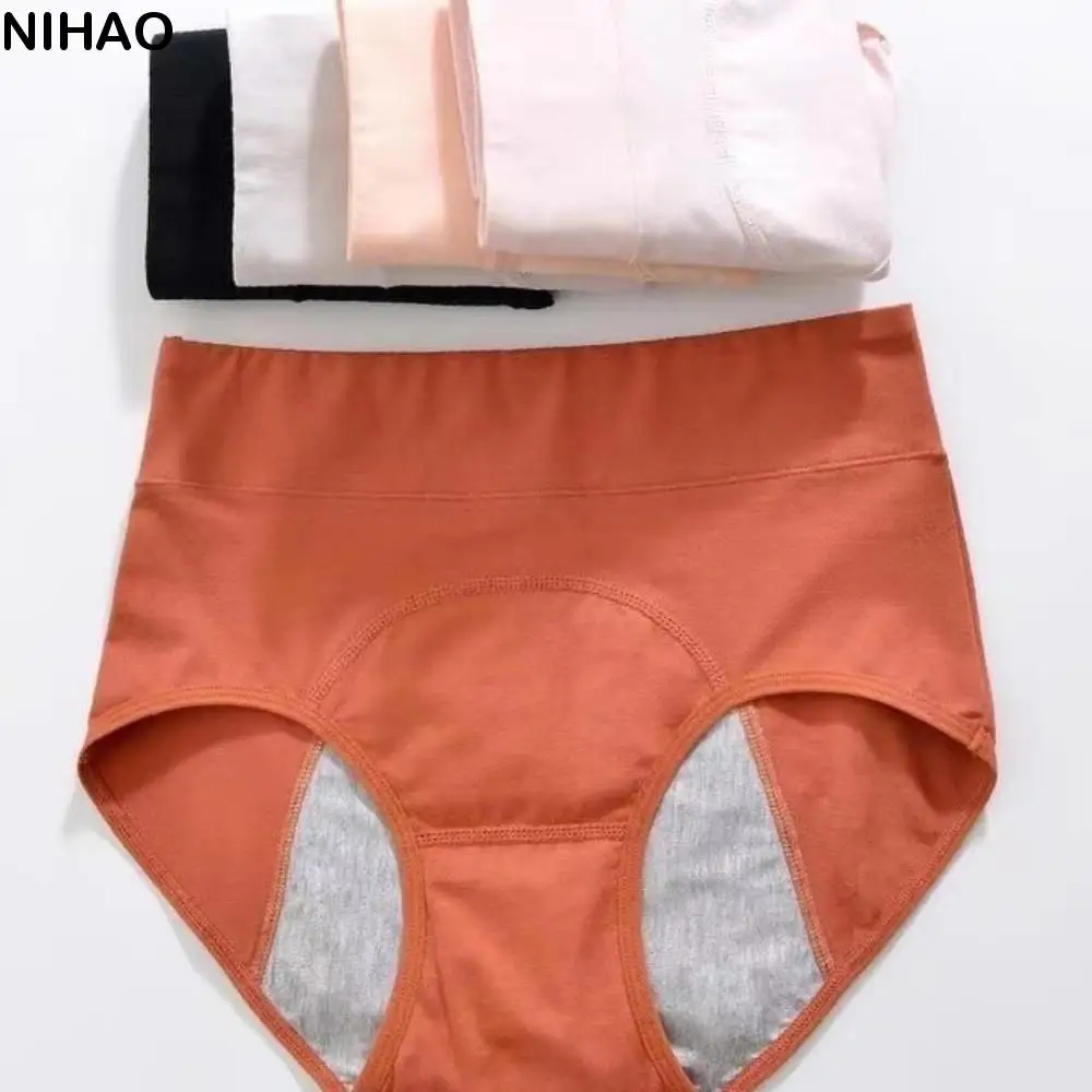 

Simple Cotton Period Pants High Waist Breathable Menstrual Briefs Reusable Antibacterial Physiological Underwear Postpartum