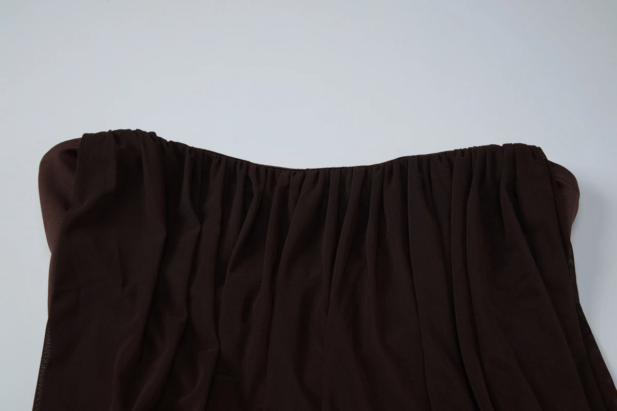 Hugcitar Trägerloses, einfarbiges, gerafftes, rückenfreies, sexy, figurbetontes Maxi-Abendkleid, elegante Damenkleidung, Abendkleid, Partykleid, Geburtstagskleid, Club-Outfit – Detail 5