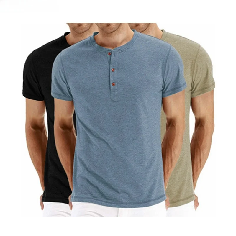 

Мужская летняя футболка ort Sve с воротником Генри Faion Urban Sle, повседневный топ, удобная посадка, универсальная одежда для повседневного использования