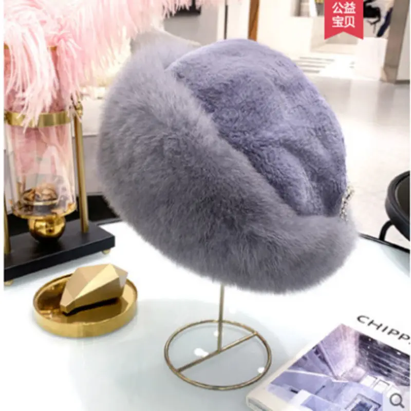 Hat female winter faux fox fur Headband  hat new fashion caps Mongolian hat thickened warm Neck Earflap snow cap.