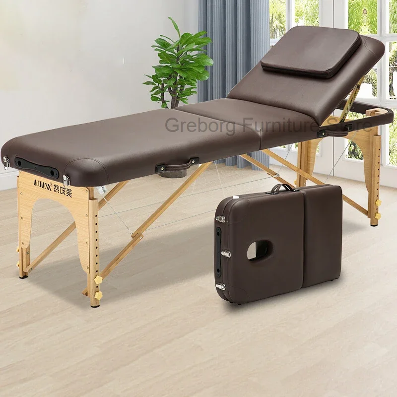 

Portable Massage Table Beauty Salon Furniture Folding Barber Chairs Foldable Bed Tattoo Chair Foot Maca Portatil Massager Spa