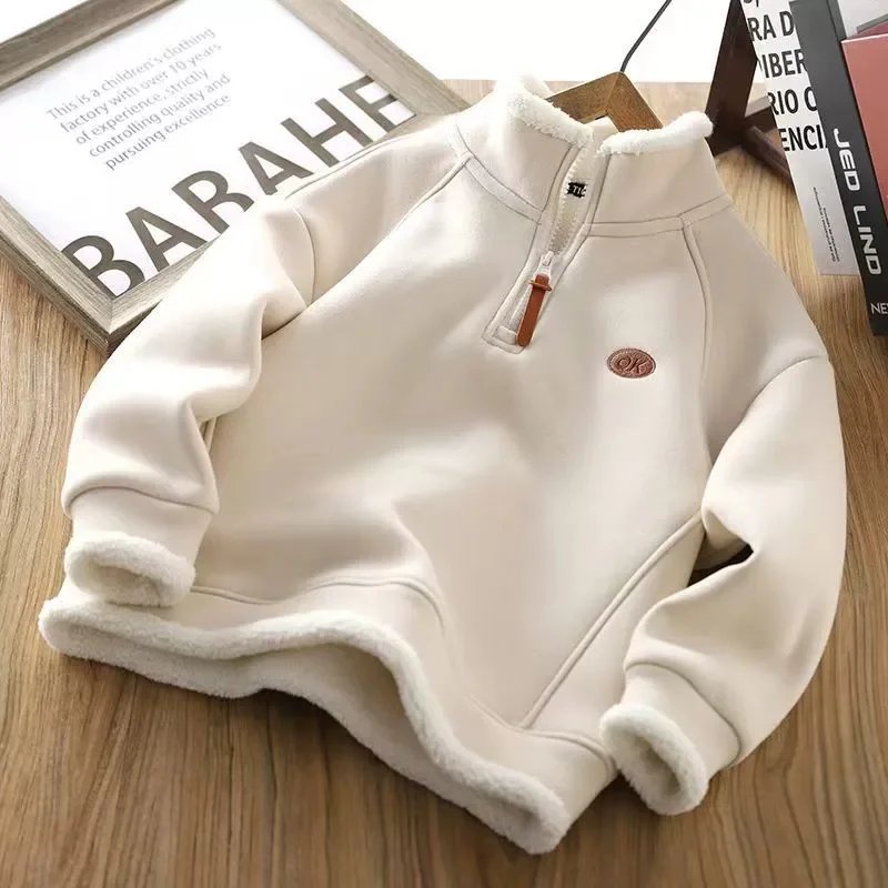 Winter Children's Lambswool Sweatshirt Boys Fleece Pullover Girls Thicken Warm Jumper Autumn Kids Long-Sleeved Casual Clothes