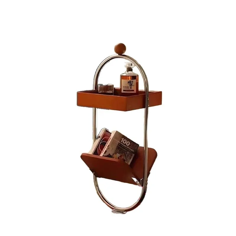 

Retro high-end side few solid wood storage shelf art corner few double-layer creative small apartment coffee table