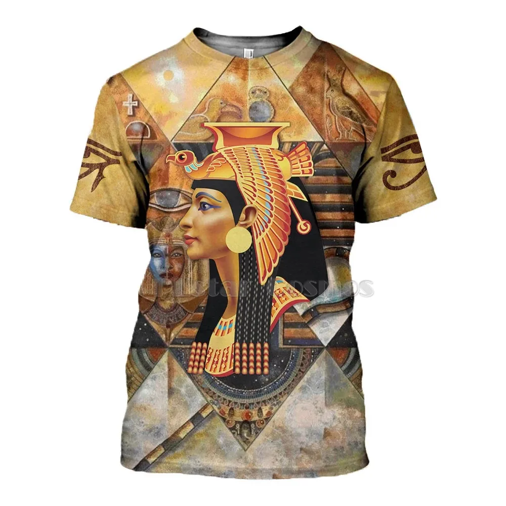 Men\'s Egyptian Totem 3D Printed T Shirt Summer Funny Retro Mystery Ancient Horus Harajuku Short Sleeve Streetwear