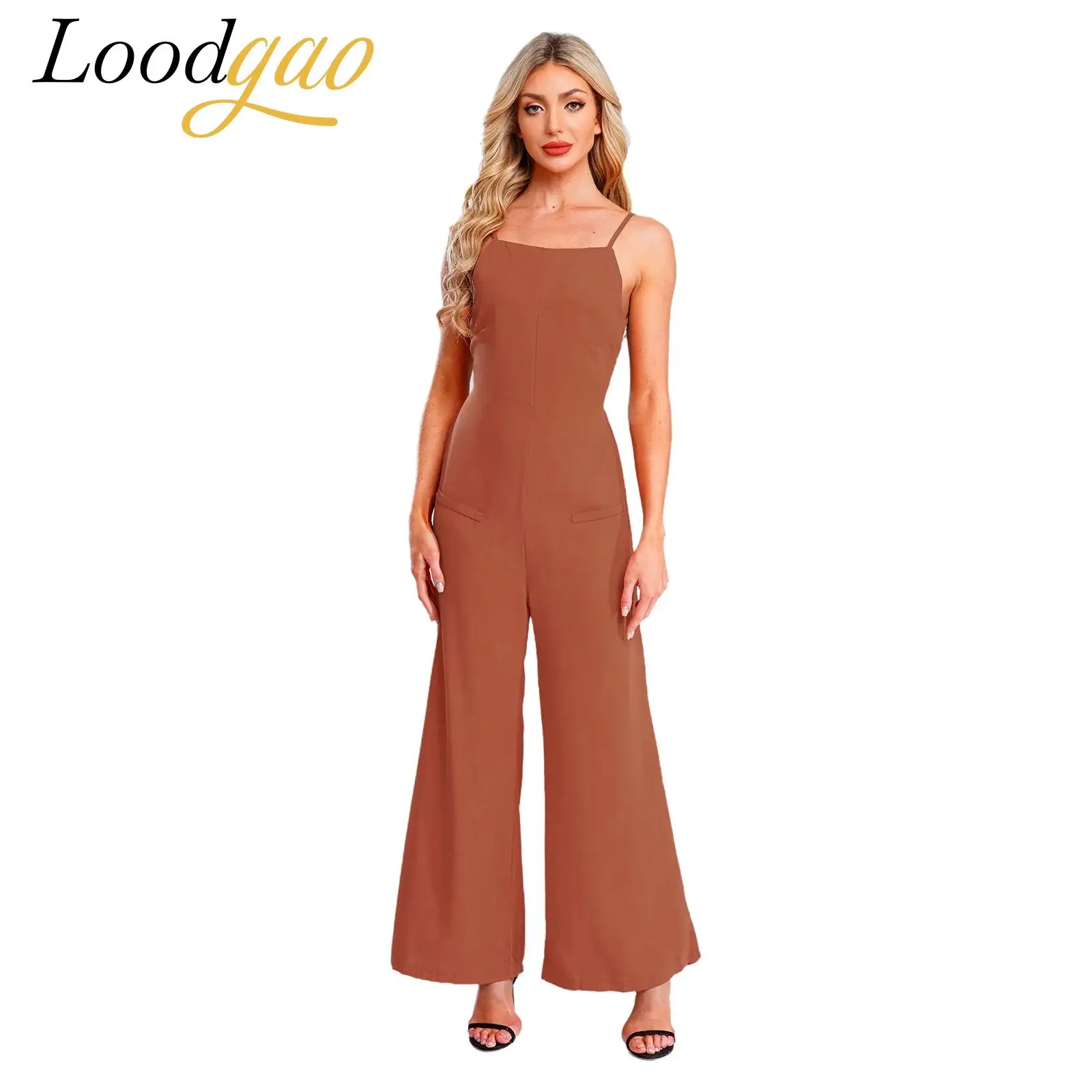 

Fashion Women Party Rompers Evening Outfit Jumpsuit Dressy Sleeveless One Piece Casual Wide Leg Pants Commute Casual Streetwear