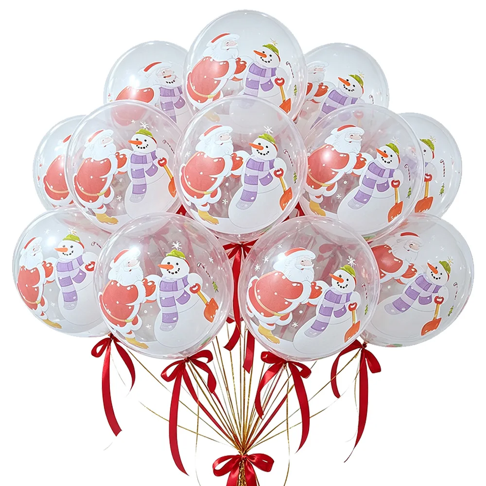 4/40 Stück Bobo-Ballons mit Weihnachtsmann- und Schneemann-Motiv, transparente Weihnachts-Bobo-Ballons, Weihnachtsdekoration, Ballon-Party-Zubehör
