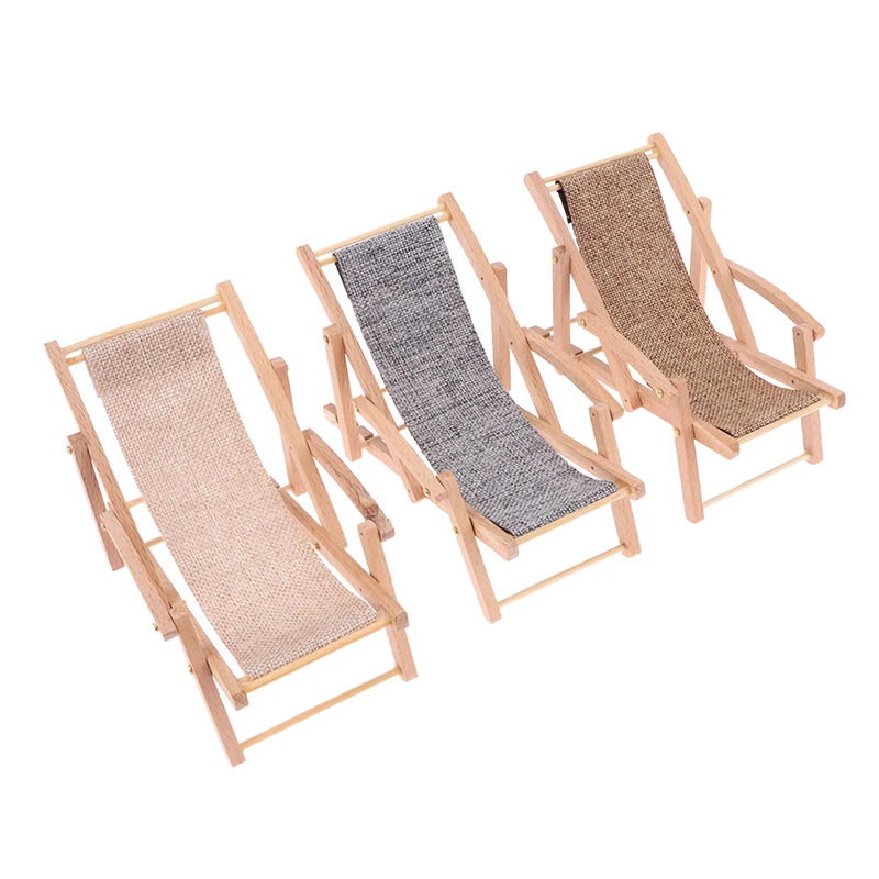 1:12 Dollhouse Miniature Beach Chair Deck Chair Model Furniture Accessories For Doll House Decor Kids Pretend Play Toys