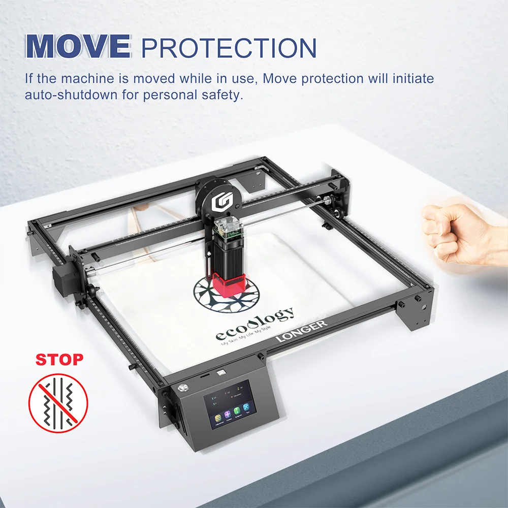 Dłuższy grawer laserowy RAY5 10W, 0.06x0.06mm Laser Spot, ekran dotykowy, rzeźba W trybie Offline, 32-bitowy Chipset, obszar roboczy 400x400mm