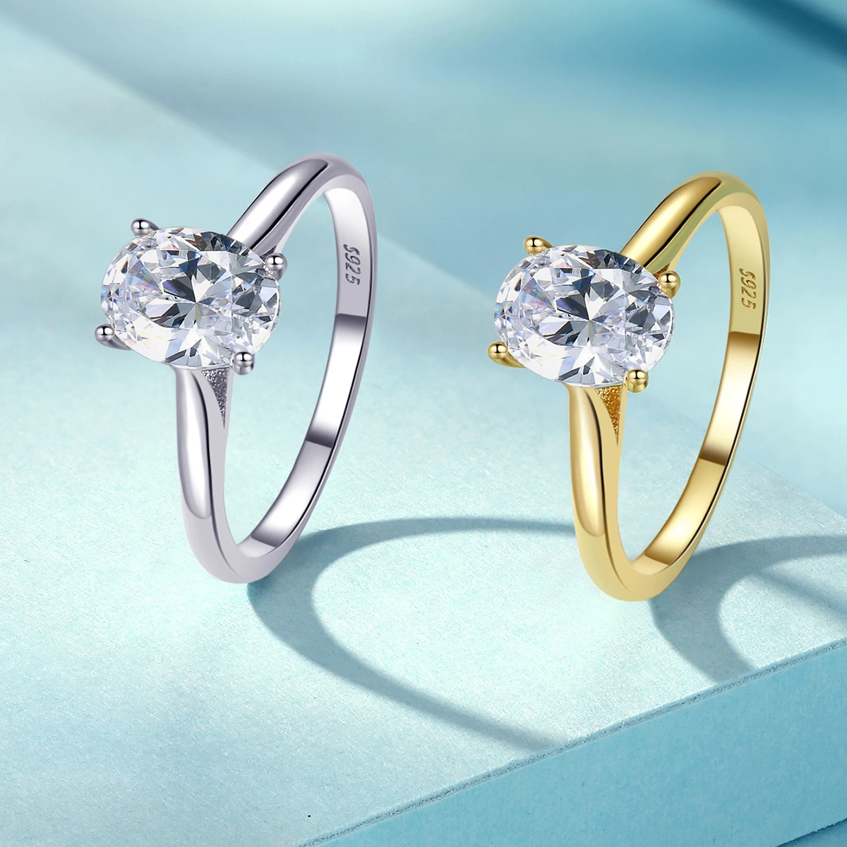 Gold Plated 14K Platinum-plated Oval Cut Denier Cubic Zirconia S925 Sterling Silver Fashion Bridal Ring Wedding Rings
