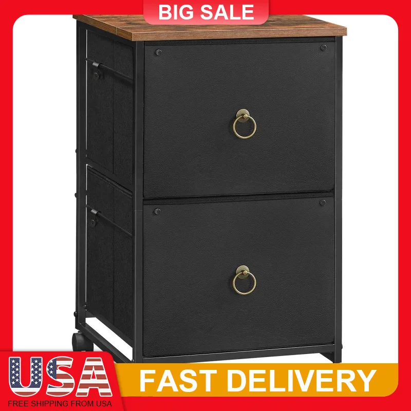 

2 Drawer Rolling File Cabinet Mobile Vertical Filing Storage with Locking Casters for A4 Letter Size Home Office Printer Stand
