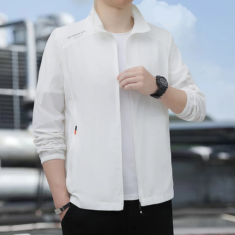 

Солнцезащитная одежда 2025 года для мужской летней куртки, тонкая кожа, легкая, дышащая, устойчивая к ультрафиолетовому излучению, мужская солнцезащитная одежда из ледяного шелка для рыбалки