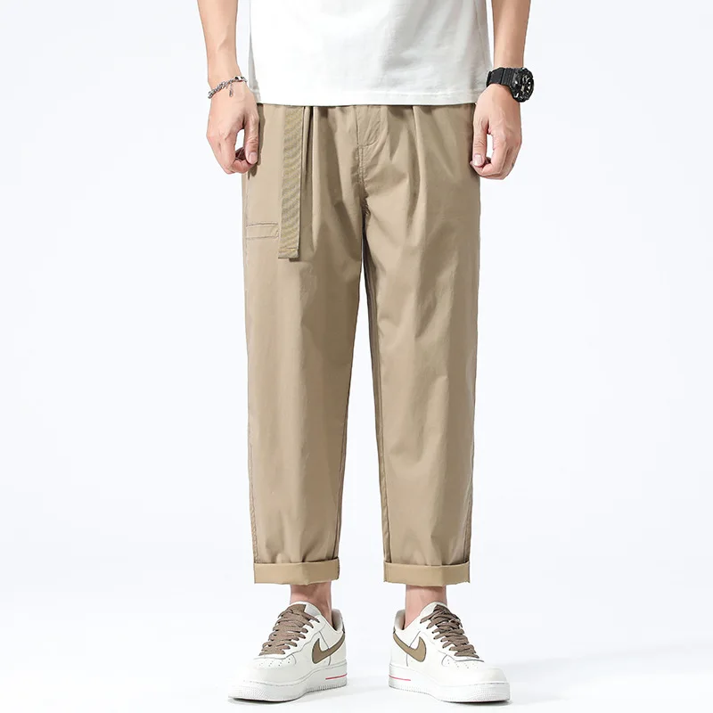 2025 Spring and Autumn Men's Youth Fashion Simple and Versatile Straight Tube Loose and Fashionable Solid Color Casual Pants