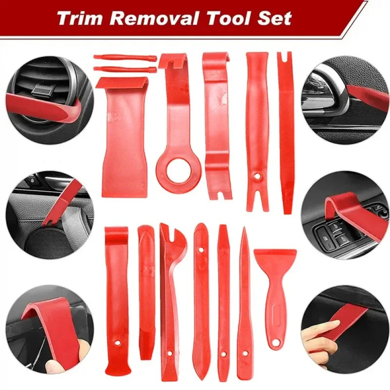 43Pcs  Trim Removal  Set Panel Fastener Clips Removal, Terminal Remover Round Handle Kit Radio