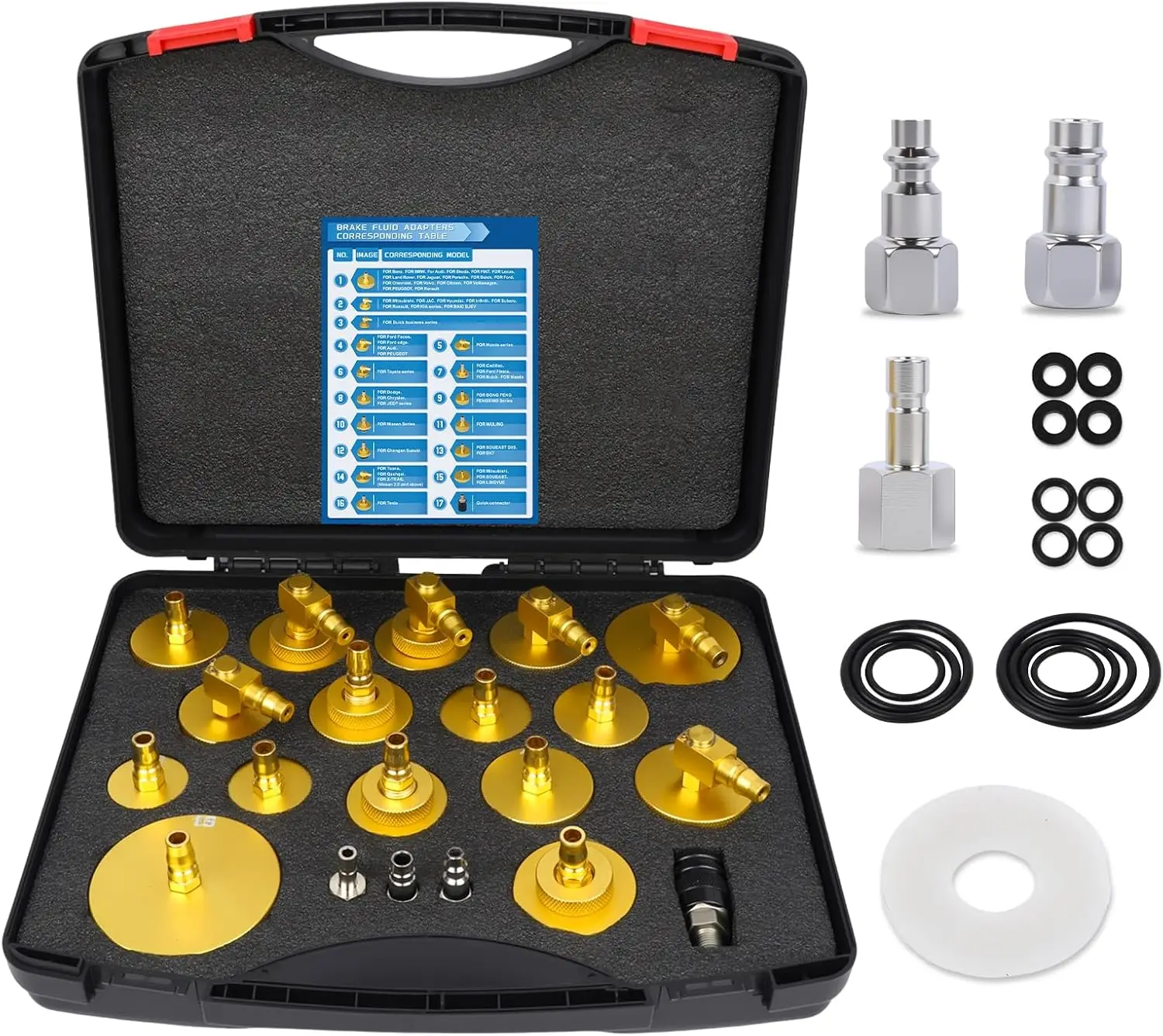 

Комплект адаптеров для прокачки тормозов из 17 предметов, универсальный инструмент давления главного цилиндра с быстрым разъемом