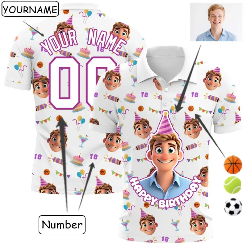 

Summer Shirts Women For Men Custom Birthday Polo Shirt 3D Printed Short Sleeve T Shirts Tops Customize your name, number, avatar