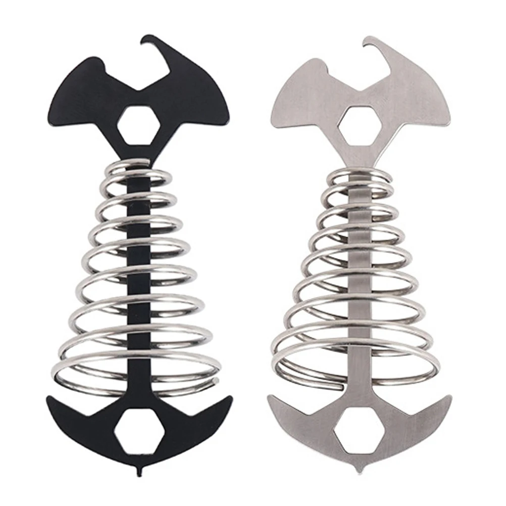 

2pcs Fish Bone Tent Stakes Pegs Buckle Camping Pegs Stainless Steel Ground Nails Fish Bone Stakes Holders Accessories for Tent