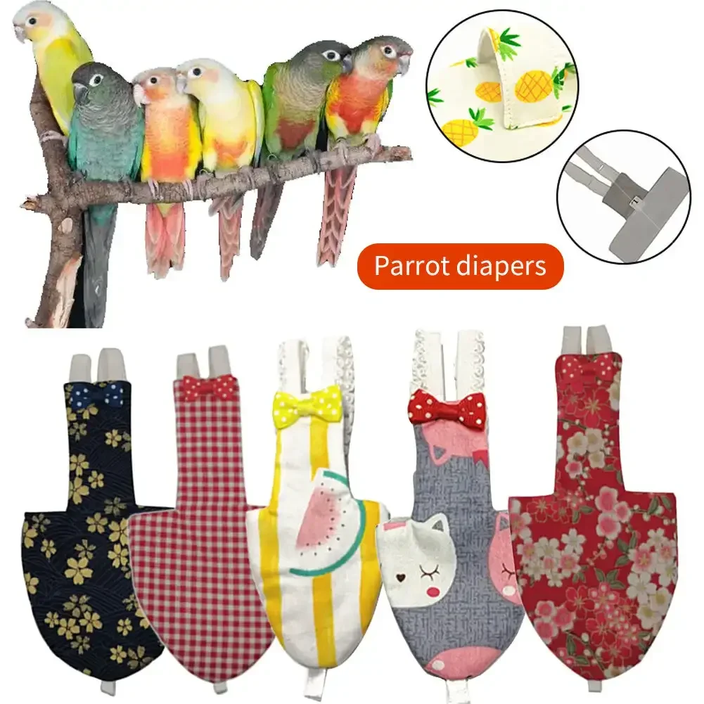 Japanese Style Sakura Birds Flight Suit with Bow Tie Parrot Diaper Flight Suit Diaper Clothes Parakeet Pigeon Medium Pet Bird