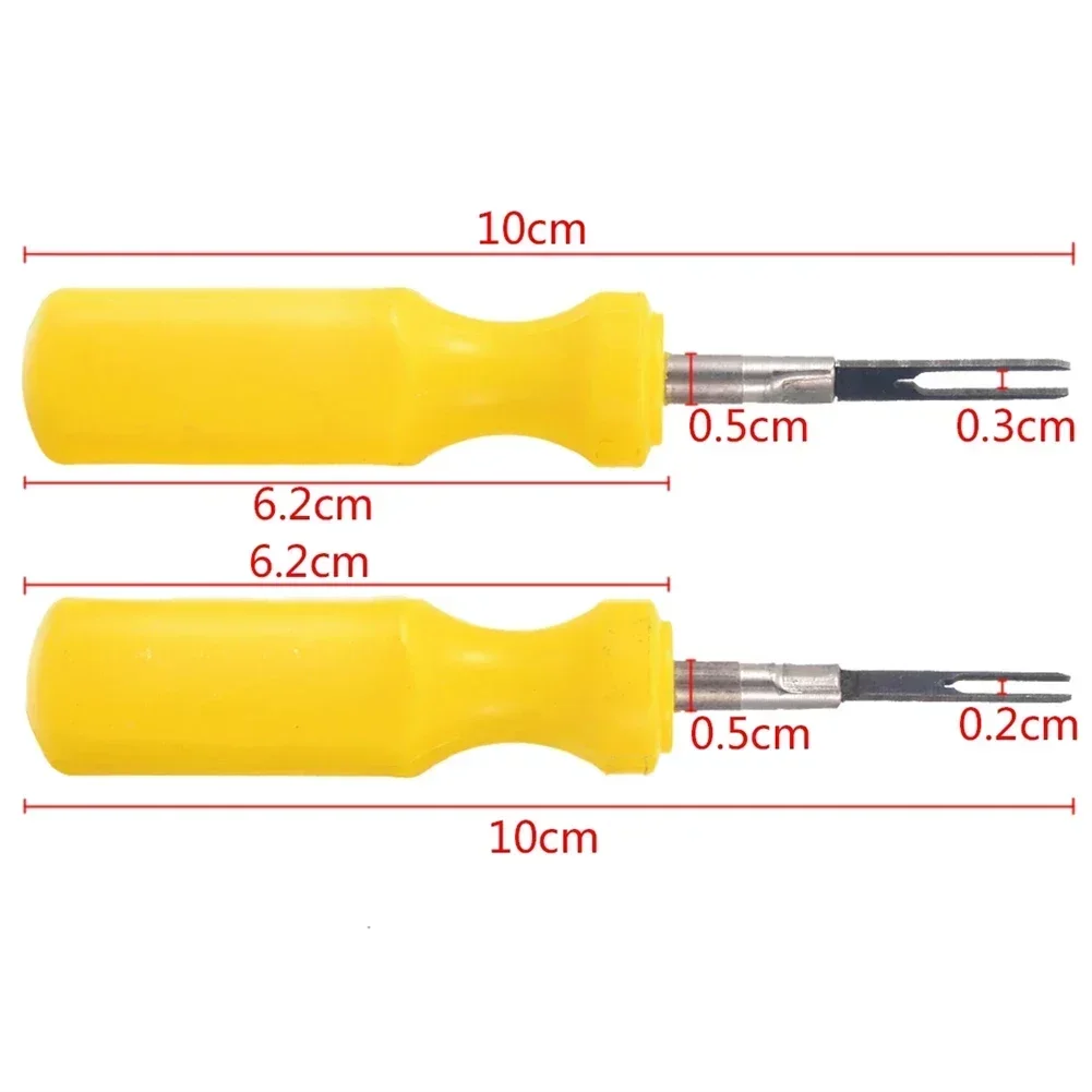 2pcs/Set Car Plug Terminal Removal Tool Key Pin Extractor Puller 2mm 3mm Electrical Wire Connector With Handle Automotive Repair