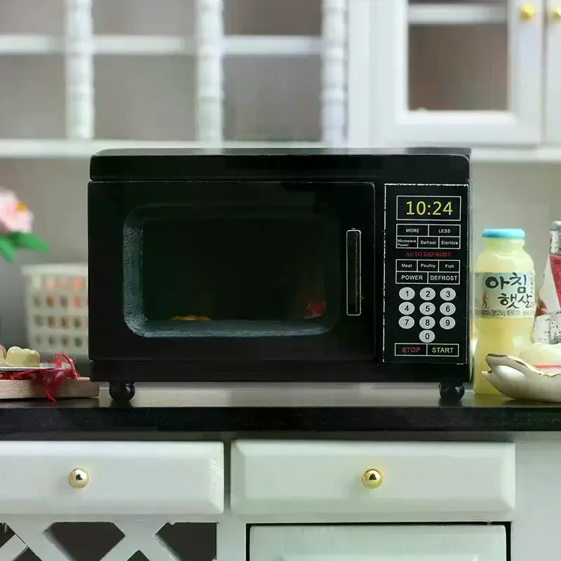 1:12 Puppenhaus Miniatur Schwarz Mikrowelle Möbel Home Modell Dekor Spielzeug Puppenhaus Zubehör