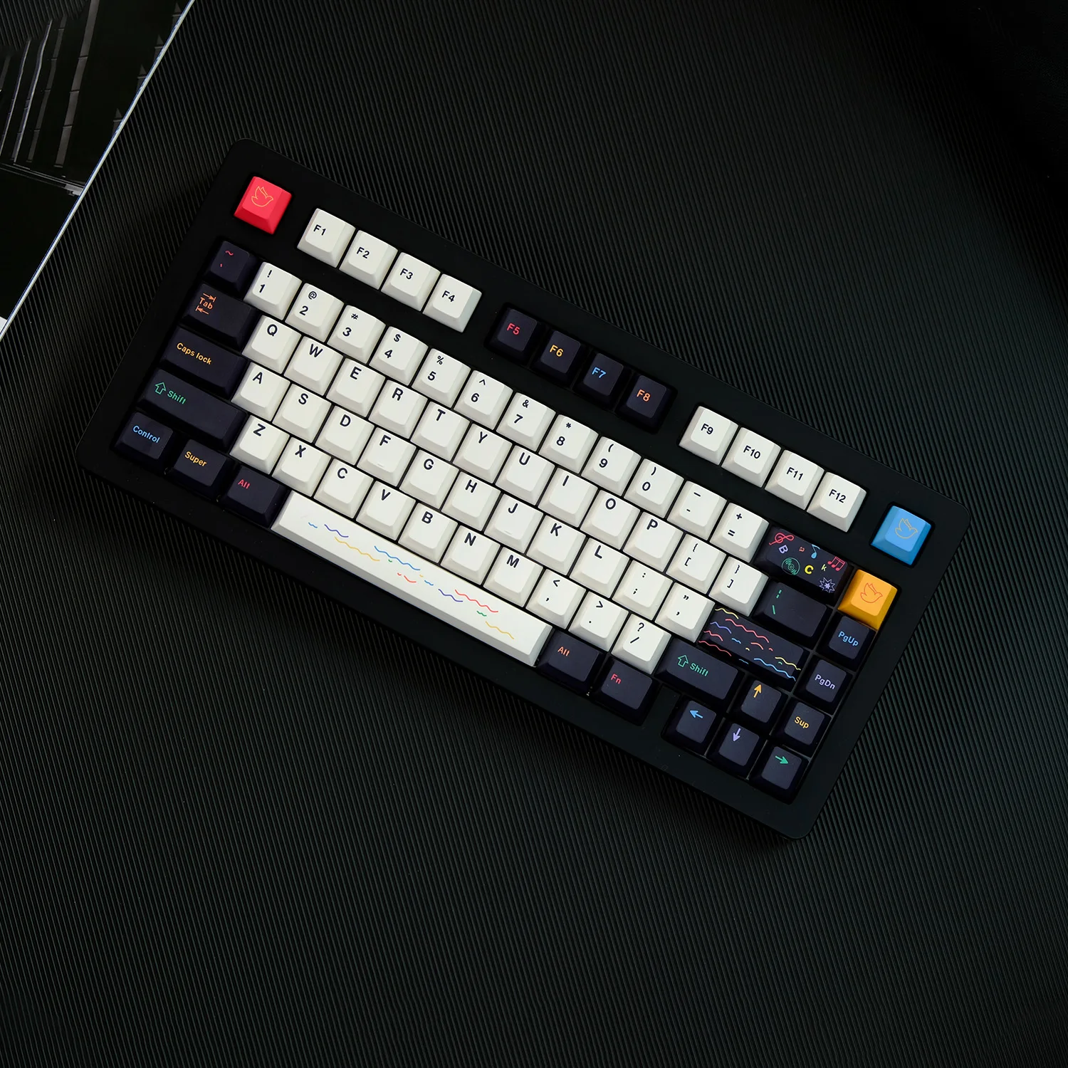 129 Keys Red Blue EMO Theme Set Keycap Cherry Profile PBT Dye Sub Keycap for Cherry MX Switch Custom DIY GMK Mechanical Keyboard