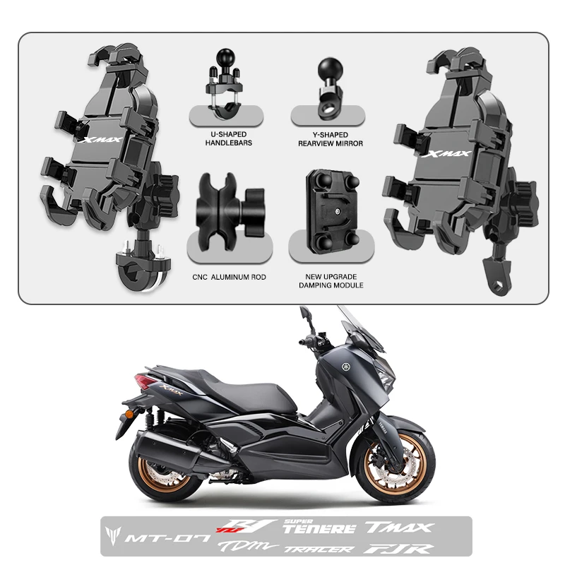 

Phone Mount Stand Motorcycle Holder 360° Rotatable ABS Adjustable For YAMAHA Xmax300 Xmax250 XMAX Xmax125 VMAX1700 VMAX