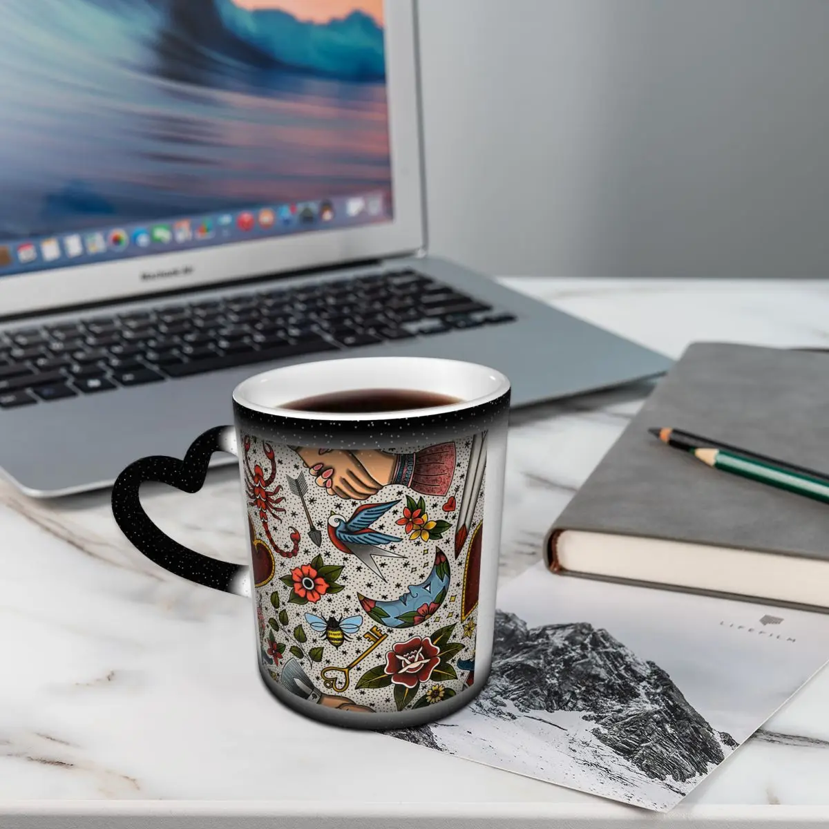 American Traditional Tattoo Flash Pattern Mug Funny Ceramic Coffee Cups Tea Mugs Milk Cup Drinkware Gift for Friends