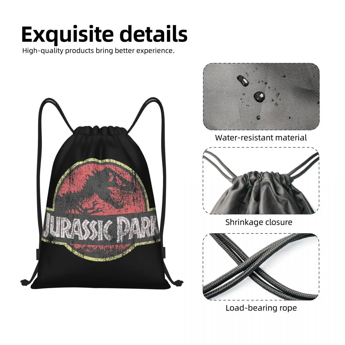 Ransel olahraga tali tarik dinosaurus Jurassic Strap tas tali ransel Gym untuk mendaki