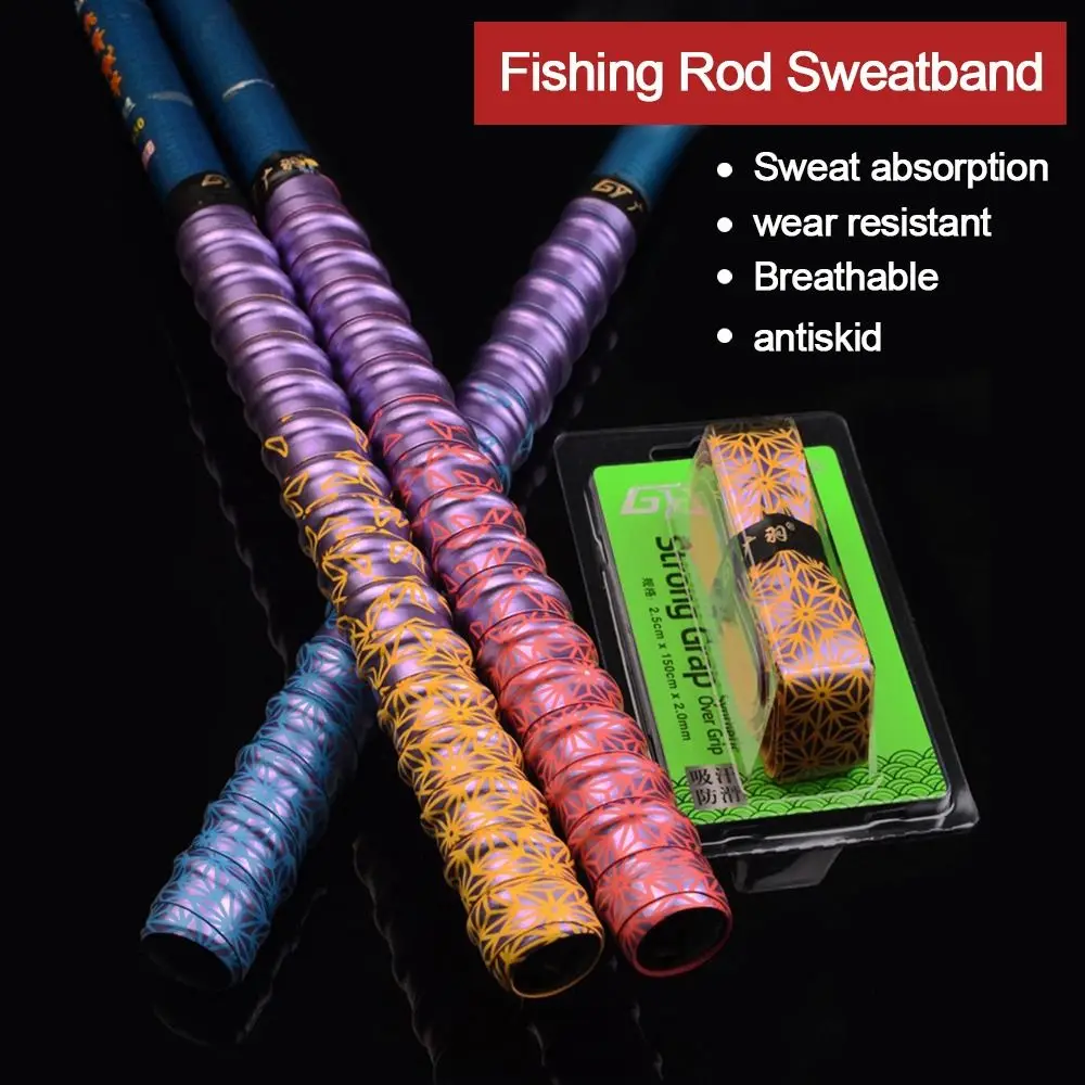 Gradient Colorful Thickened Sport Fishing Rod Sweatband Anti-Slip Sweat Tape Wraps Badminton Tennis Racket Grip Tape