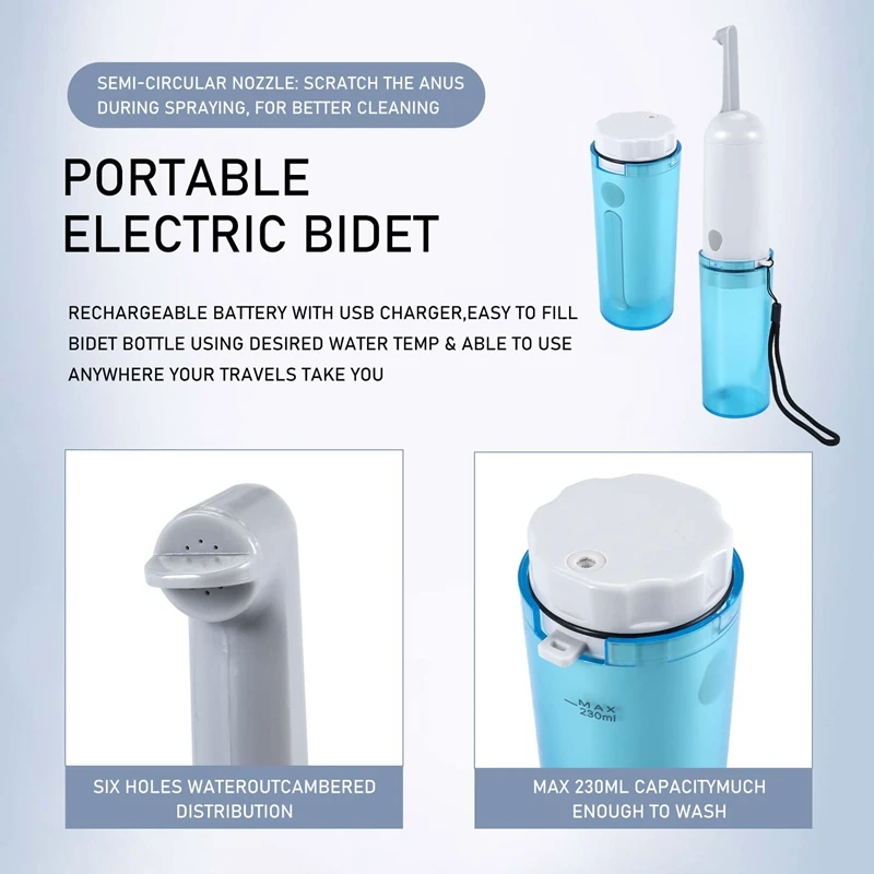 โถชําระล้างไฟฟ้าแบบพกพาแบบใช้มือถือพร้อมการชาร์จ USB - Travel/Holiday Portable Baby Bidet Irrigator Sprayer Personal Hygiene Care