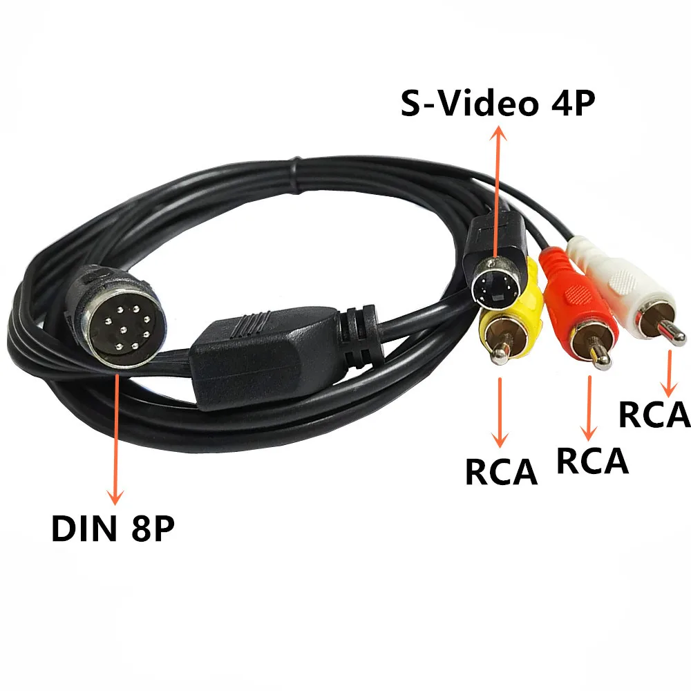 Din 8 Pin to s-video 4P męski kabel Adapter Audio 3-RCA do sprzętu Audio wideo 1.5m