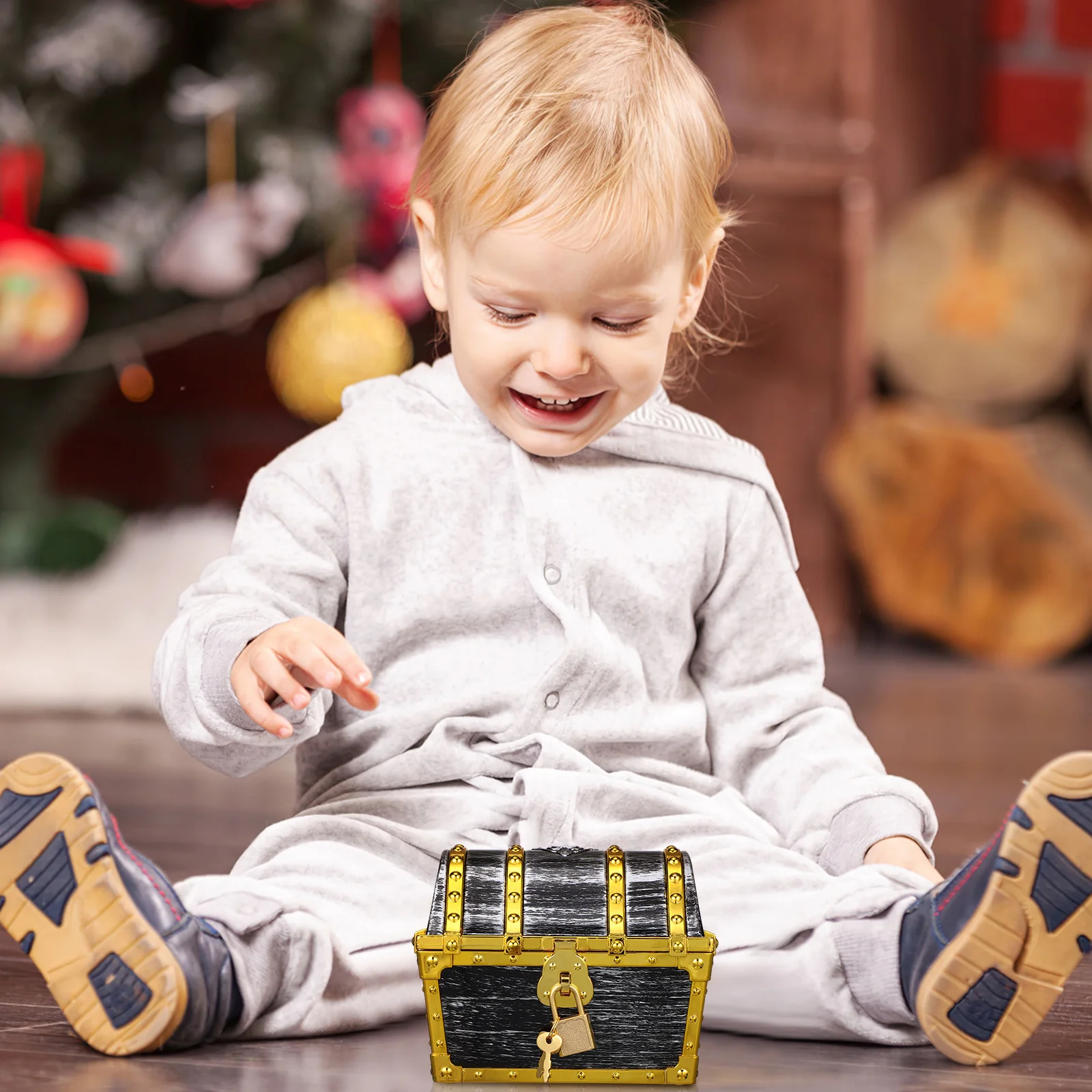 Galvanisierter Goldrand Schatzkiste, Taschenschloss, Preise, Pirat, für Kinder, kleines Klassenzimmerzubehör