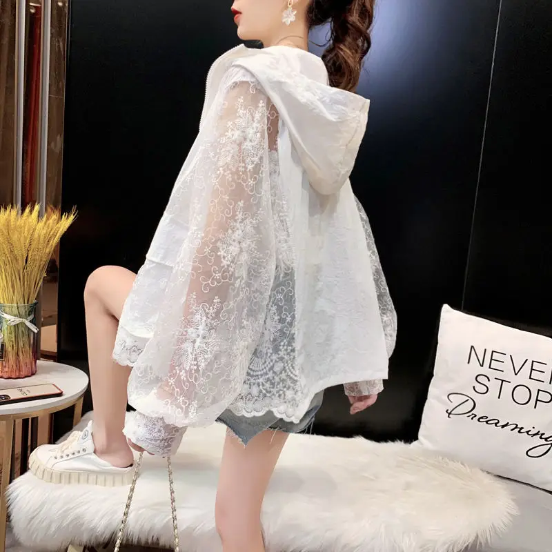 Basic Jackets Women Lace Hollow Out Elegant Sun-proof Summer Vacation Simple All-match Mujer Loose Leisure Thin Korean Fashion