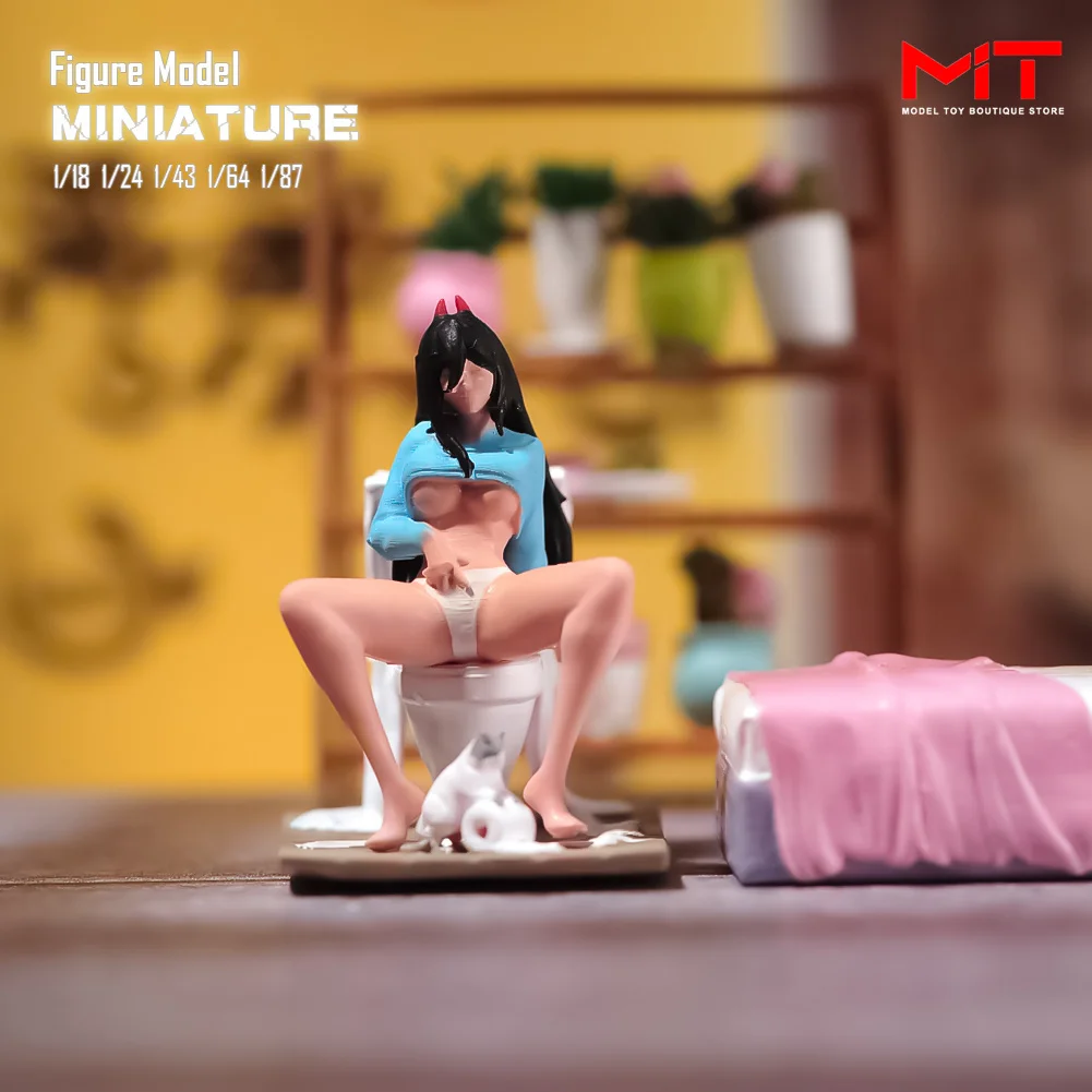 

In Stock Painted Figures 1/87 1/64 1/43 1/24 1/18 Anime Squatting Girl Toilet Scene Miniatures Mini Doll Model Props Decor Toys