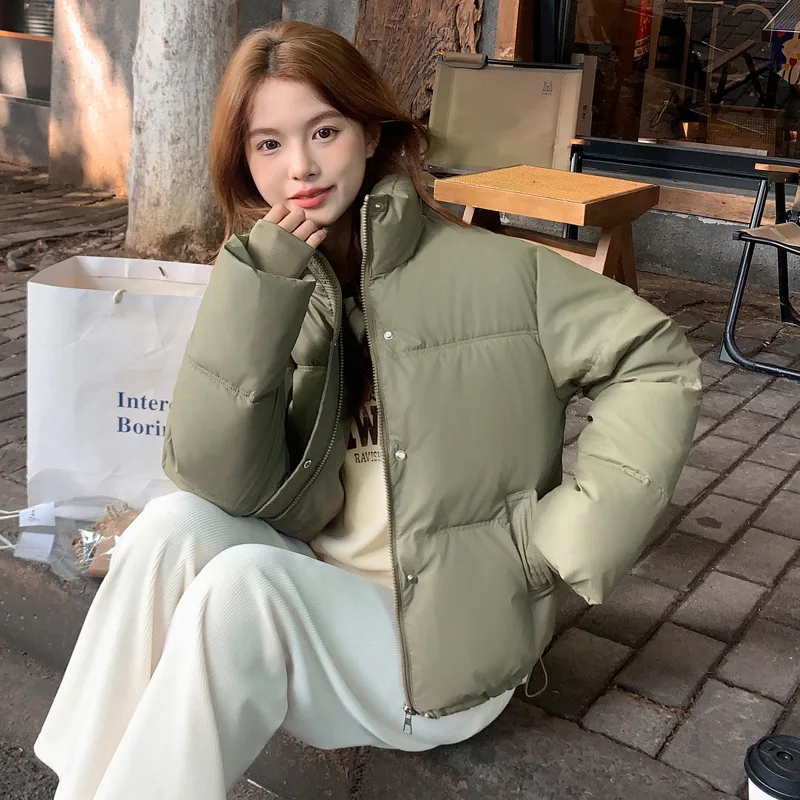

Parkas Women Short Coats Stand Collar Zipper Jackets Thick Warm Y2k Streetwear Elegant Jacket Work Coat Autumn Winter 2025