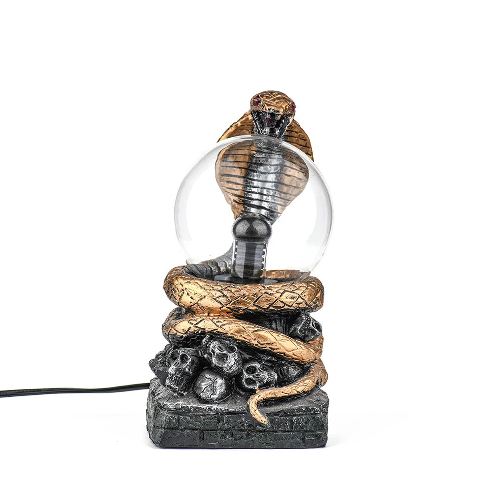 Gold Cobra Crystal Plasma Lamp 4 Inch Glass Ball Touch Sensing Popular Science Cool Halloween Indoor Table Decoration Ornament