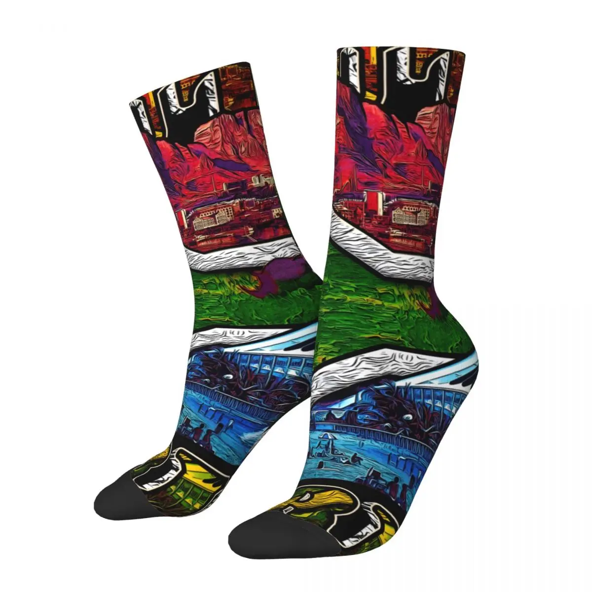 Crazy compression South African Flag Fusion Sock for Men Vintage Seamless Pattern Crew Sock Casual