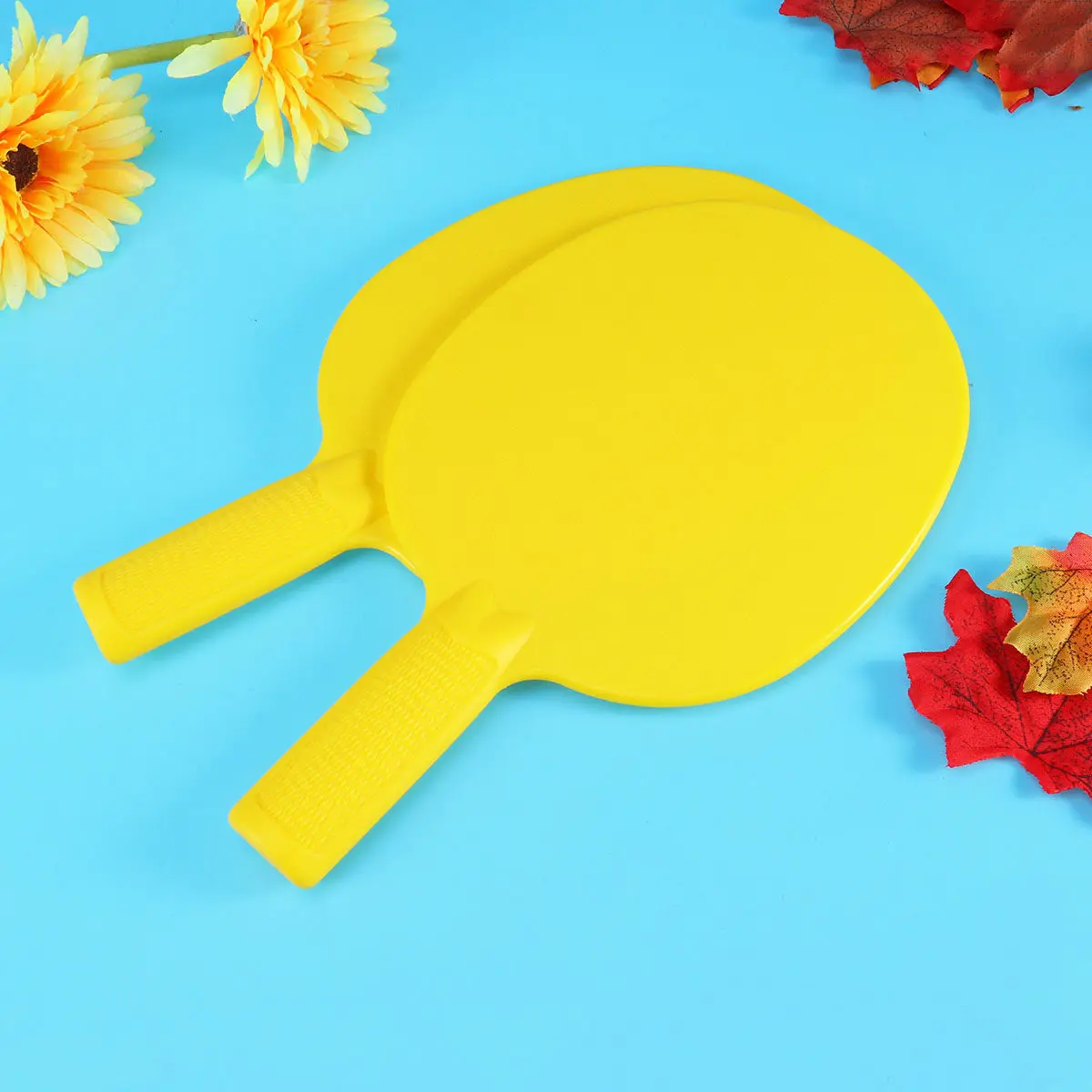 

1 Pair Table Tennis Bats Yellow Plastic Racket Practice Training Ping Pong Paddle Plastic Racket