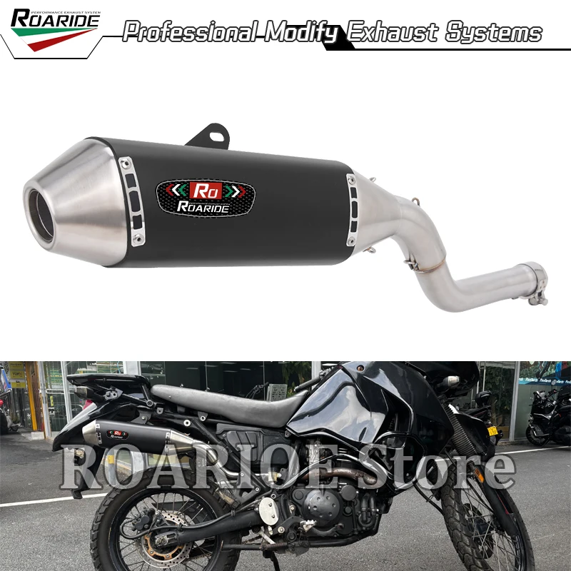 Slip On For KAWASAKI KLR650 A E S Camo Traveler ABS Motorcycle Modify Moto Escape Mid Exhaust System Muffler Pipe With DB Killer