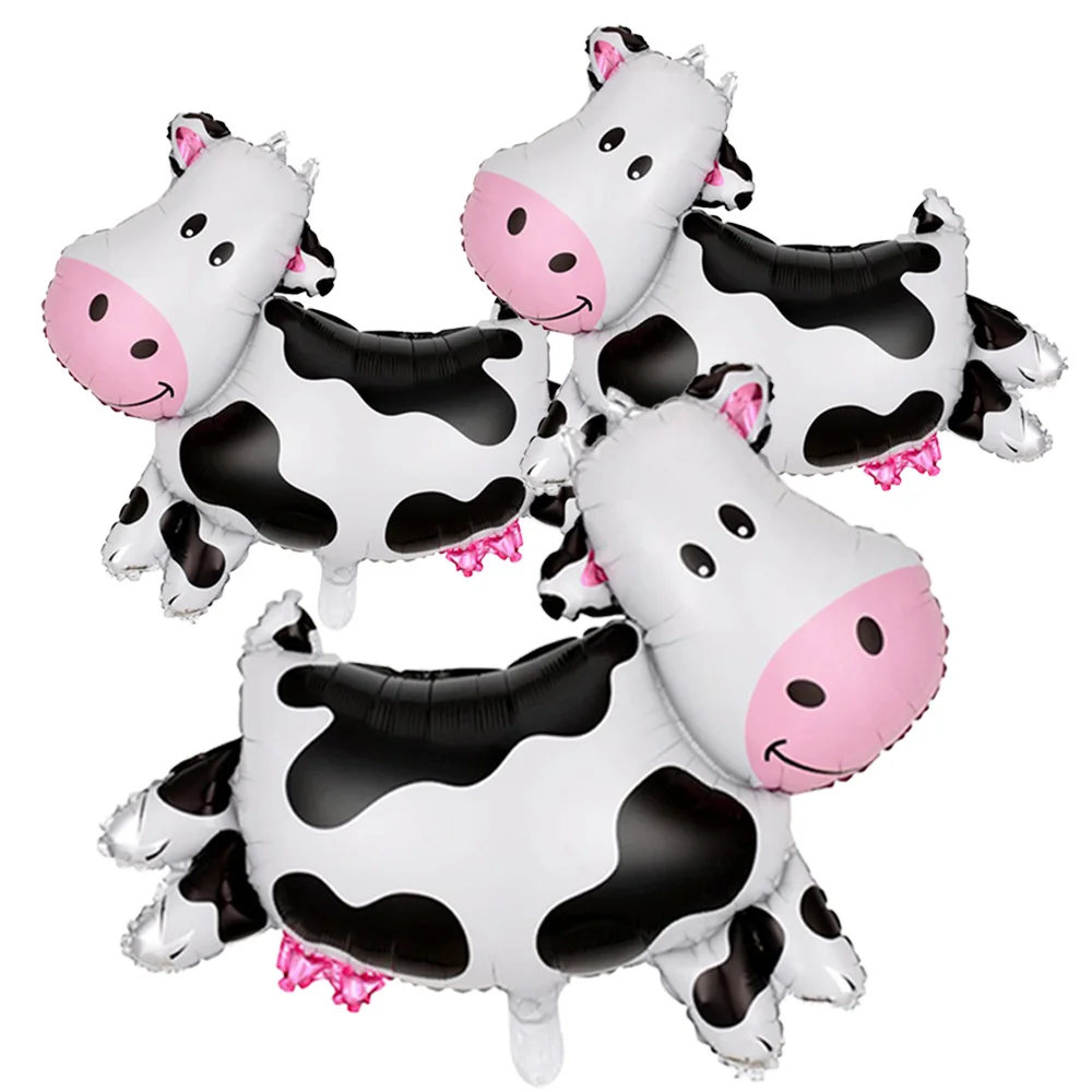 

4Pcs Cow Shape Mylar Foil Balloon 1st Birthday Party Baby Shower Girl One Barnyard Farm Animal Theme Decorations Supplies