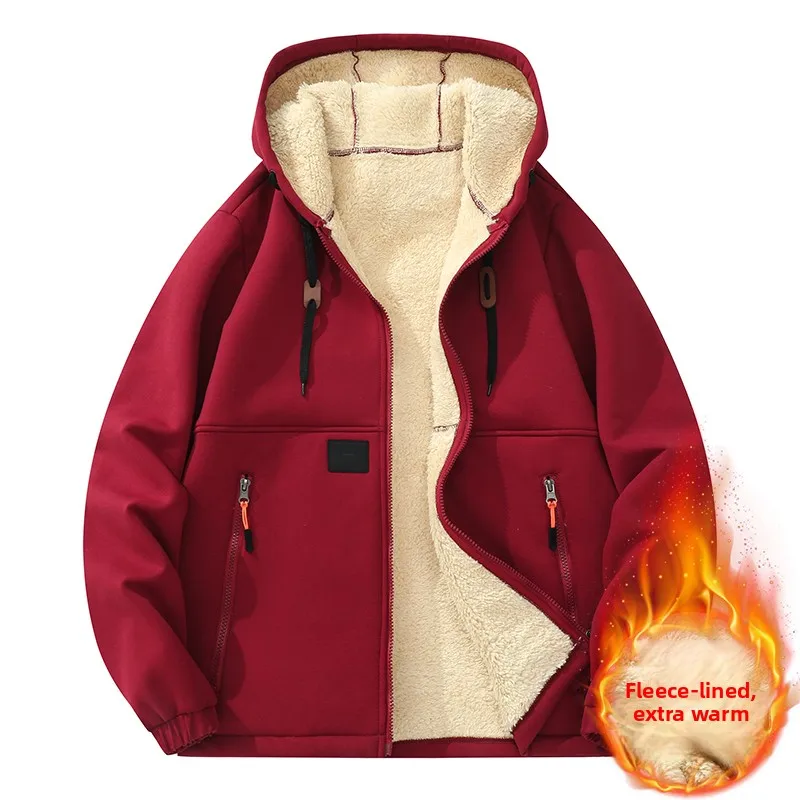 

Мужская зимняя куртка на молнии, флисовые теплые толстовки, тяжелый кардиган, повседневные спортивные толстовки с длинными рукавами, ветрозащитное пальто с капюшоном