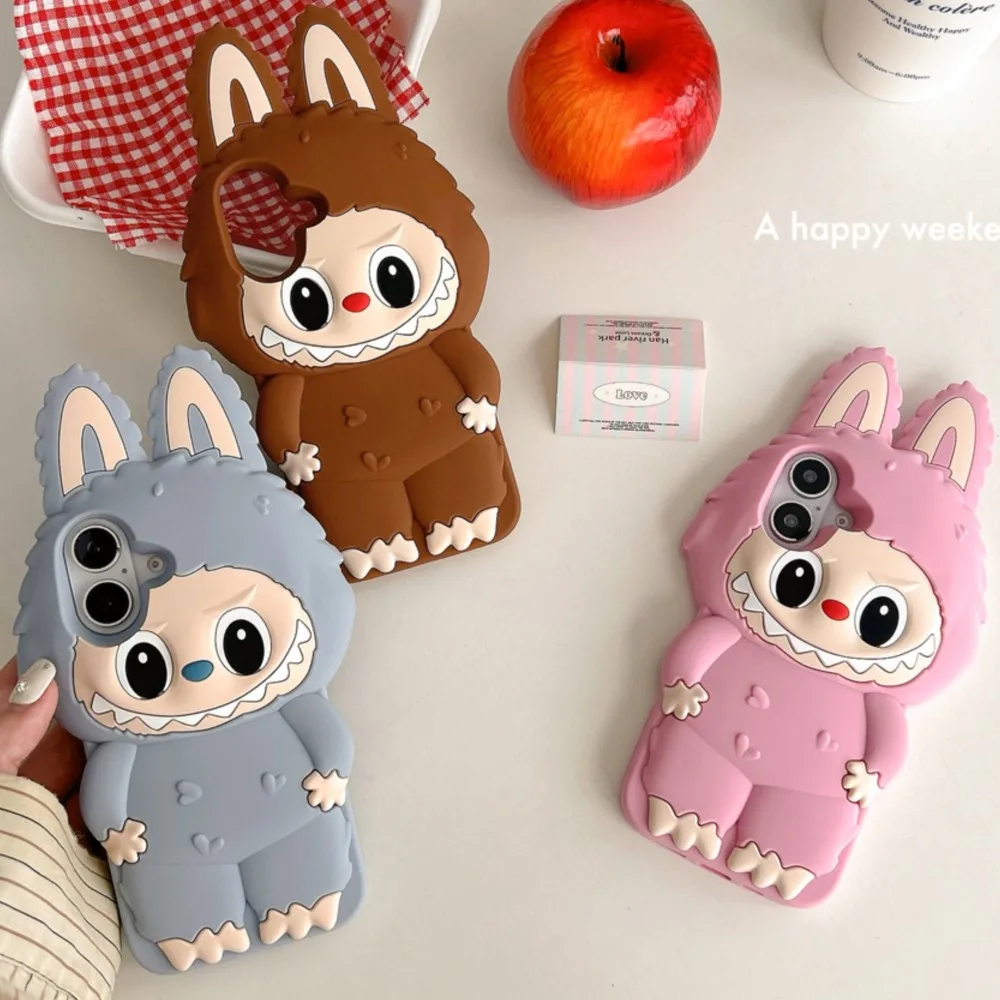 Japan INS 3D Cute Animal Rabbit Elf Creative Soft Silicone Phone Cases For iPhone 16 15 Pro Max 12 13 14 Plus Shockproof Cover