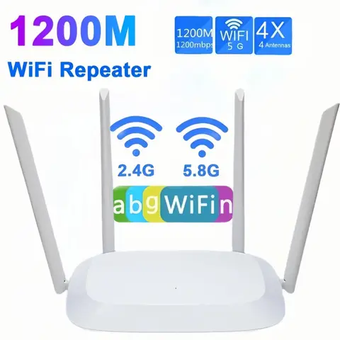 AC1200 Wi-Fi 라우터 기가비트 이더넷 라우터 듀얼 밴드 2.4GHz 5GHz 무선 네트워크 WiFi 리피터(4x5dBi 안테나 포함)