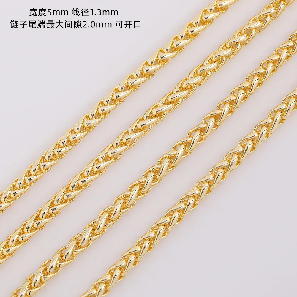 WT-BC205 Hollow Lantern Twist Braided Blue chain exaggerated necklace making loose chain In 18k Real Gold Plated