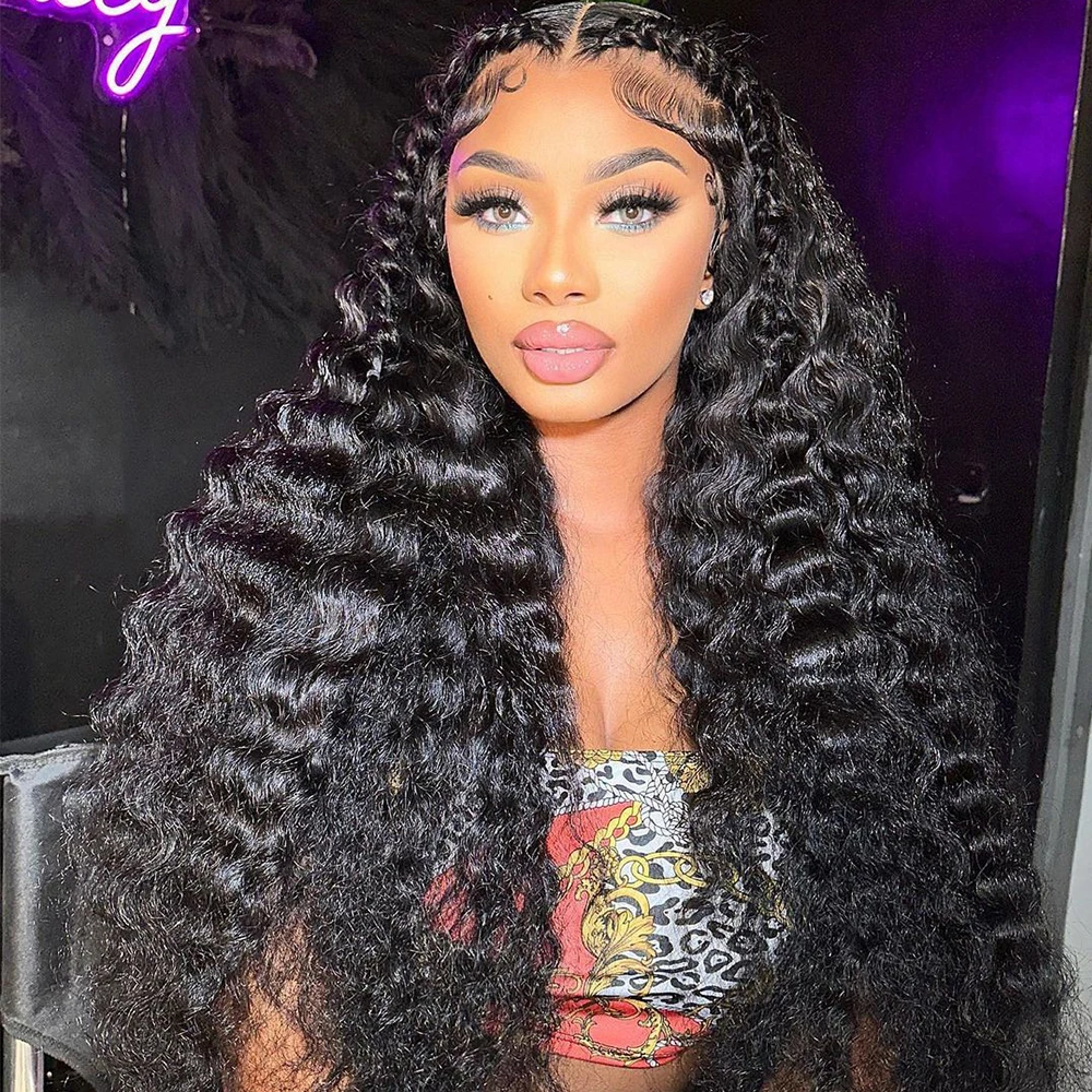 High Quality 250 Density Curly Wigs 13X6 Hd Lace Front Human Hair Preplucked 100% Real Brazilian Human Hair Wig On Sale 40 Inch