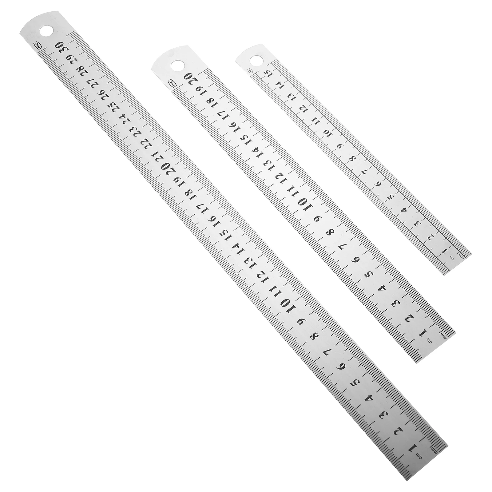 3 Pcs Steel Ruler Measure Painting Rulers Drawing Geometry Measurement Metal Straight