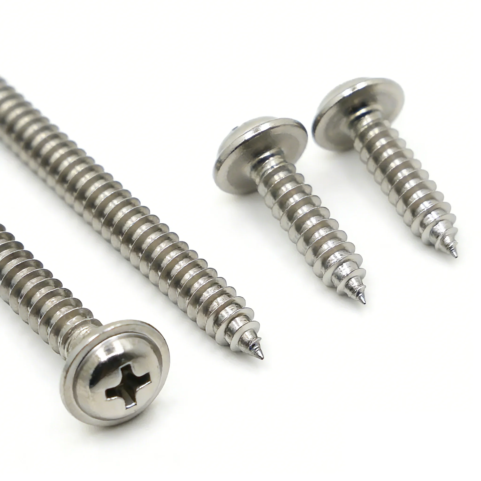 

M1.4 M1.7 M2 M2.3 M2.6 M3 M4 M5 304 stainless steel PWA Cross Round Head with Washer Self Tapping Screw 10/20-50pcs
